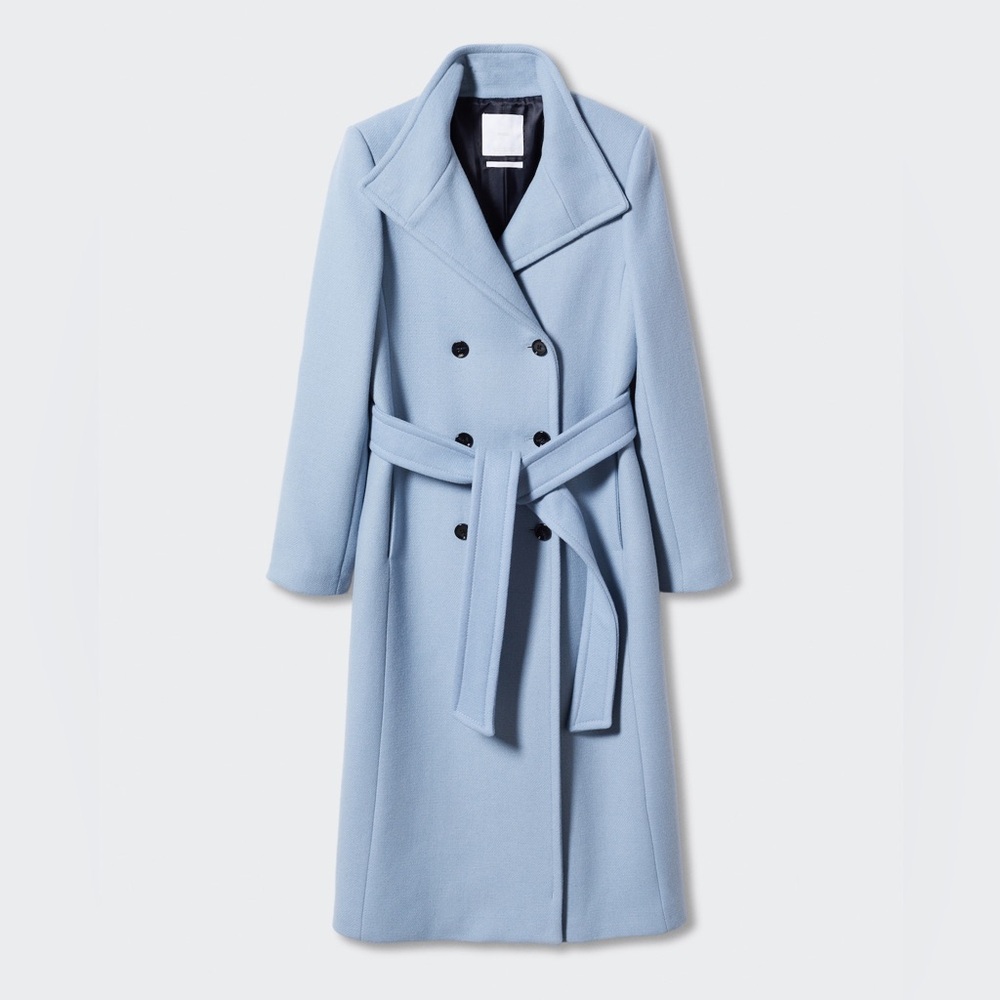 Mango Wool Coat - Sky Blue